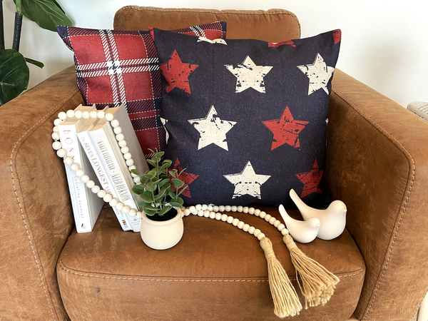 Red White & Blue Stars / 4th of July / Pillow Cover / Holiday