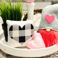 Tiered Tray Mini Pillow | Checkered Heart Mini Pillow | Farmhouse Tiered Tray Decor | Valentines Tiered Tray Decor