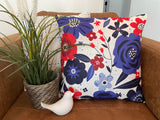 Red, White, and Blue Flowers - pillow cover
