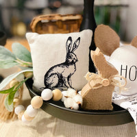 Tiered Tray Mini Pillow | Sketched Rabbit Mini Pillow | Farmhouse Tiered Tray Decor | Easter Tiered Tray Decor