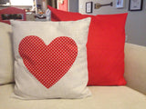Red Polka Dot Heart - pillow cover