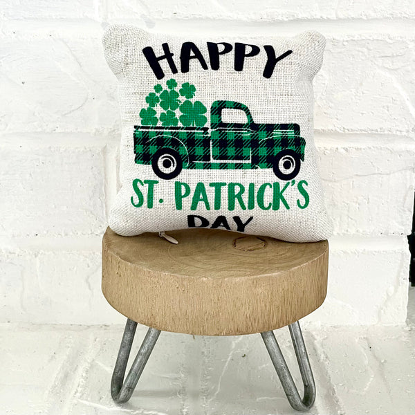 Tiered Tray Mini Pillow | Happy St. Patrick’s Day Truck Mini Pillow | Farmhouse Tiered Tray Decor | St. Patrick’s Day Tiered Tray Decor
