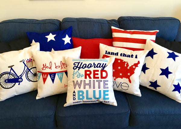 Hooray for the Red White and Blue - pillow cover