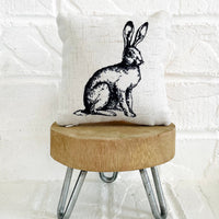 Tiered Tray Mini Pillow | Sketched Rabbit Mini Pillow | Farmhouse Tiered Tray Decor | Easter Tiered Tray Decor