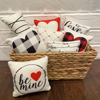 Tiered Tray Mini Pillow | Heart Pattern Mini Pillow | Farmhouse Tiered Tray Decor | Valentines Tiered Tray Decor