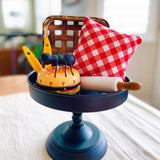 Tiered Tray Mini Pillow | Red Tablecloth Mini Pillow | Farmhouse Tiered Tray Decor | Summer Tiered Tray Decor