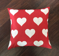 Solid Red w/ Hearts - pillow cover
