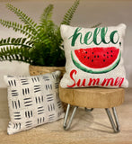 Tiered Tray Mini Pillow | Hello Summer Watermelon Mini Pillow | Farmhouse Tiered Tray Decor | Summer Tiered Tray Decor