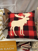 Plaid Moose - pillow cover