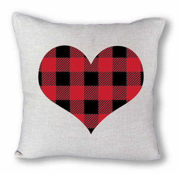 Buffalo Plaid Heart - pillow cover