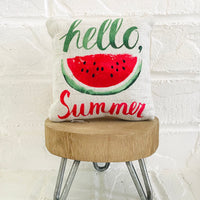 Tiered Tray Mini Pillow | Hello Summer Watermelon Mini Pillow | Farmhouse Tiered Tray Decor | Summer Tiered Tray Decor