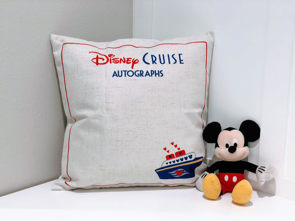 Disney Cruise Autograph - Mickey | 2023 | Pillow Cover | Machine Washable |  18x18 | Indoor & Outdoor