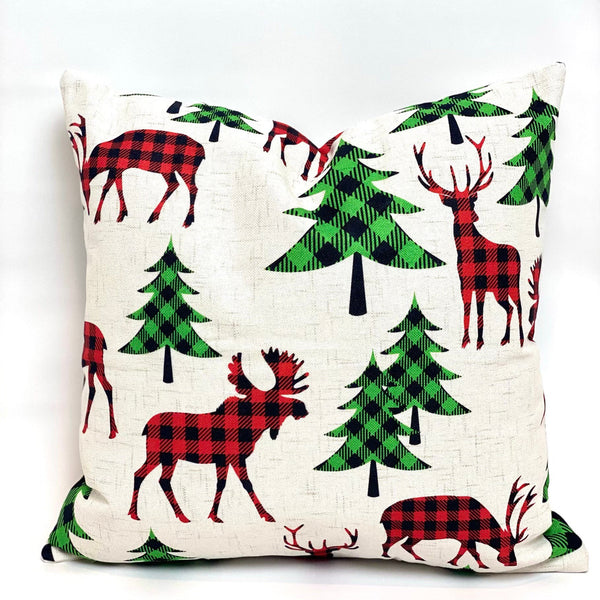 Christmas Tree & Moose Pattern - pillow cover