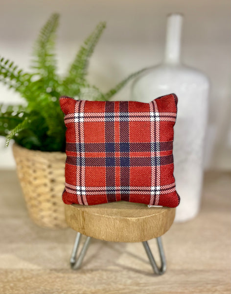 Tiered Tray Mini Pillow / Red, White, & Blue Plaid / 4th of July / Mini Pillow / Home Decor / Machine Washable