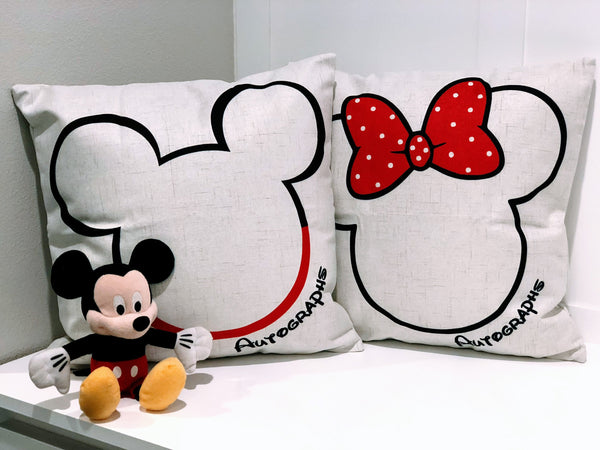 Disney Cruise Autograph - Mickey | 2023 | Pillow Cover | Machine Washable |  18x18 | Indoor & Outdoor