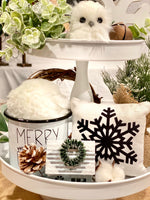 Tiered Tray Mini Pillow | Black Snowflake | Farmhouse Tiered Tray Decor | Christmas Tiered Tray Decor