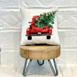 Tiered Tray Mini Pillow | Christmas Tree Red Truck | Farmhouse Tiered Tray Decor | Christmas Tiered Tray Decor